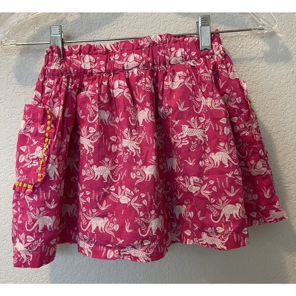Mini Boden Pink Floral Animal Print elastic waist lined skirt Girls 6-7 - Picture 2 of 7